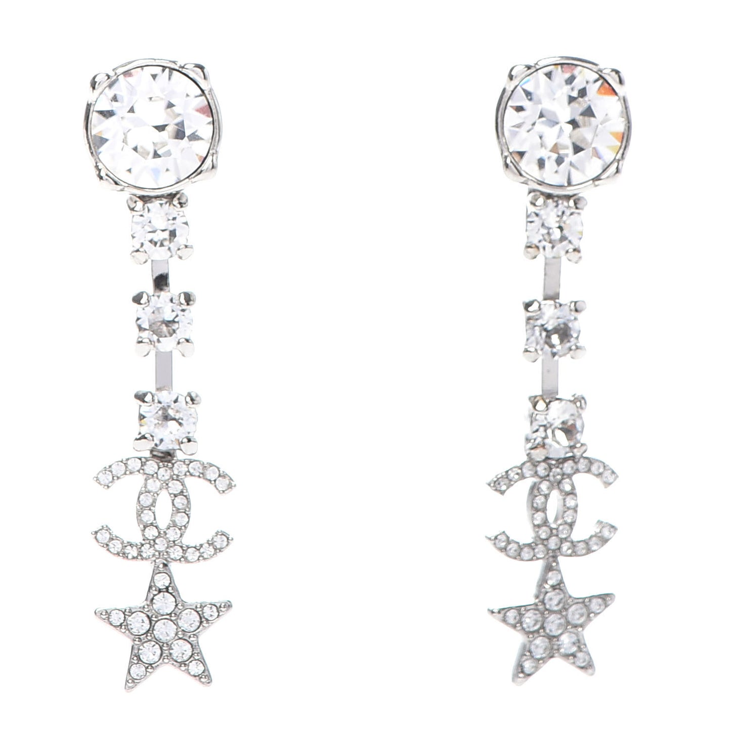 Crystal Starfall Drop CC Earrings Silver