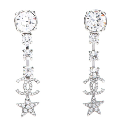 Chanel Crystal Starfall Drop CC Earrings Silver 1 of 5