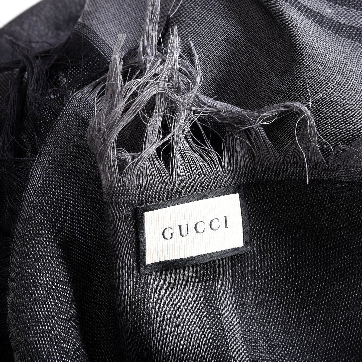 Wool Silk GG Monogram Diamante Plaid Surviee Shawl Graphite Black