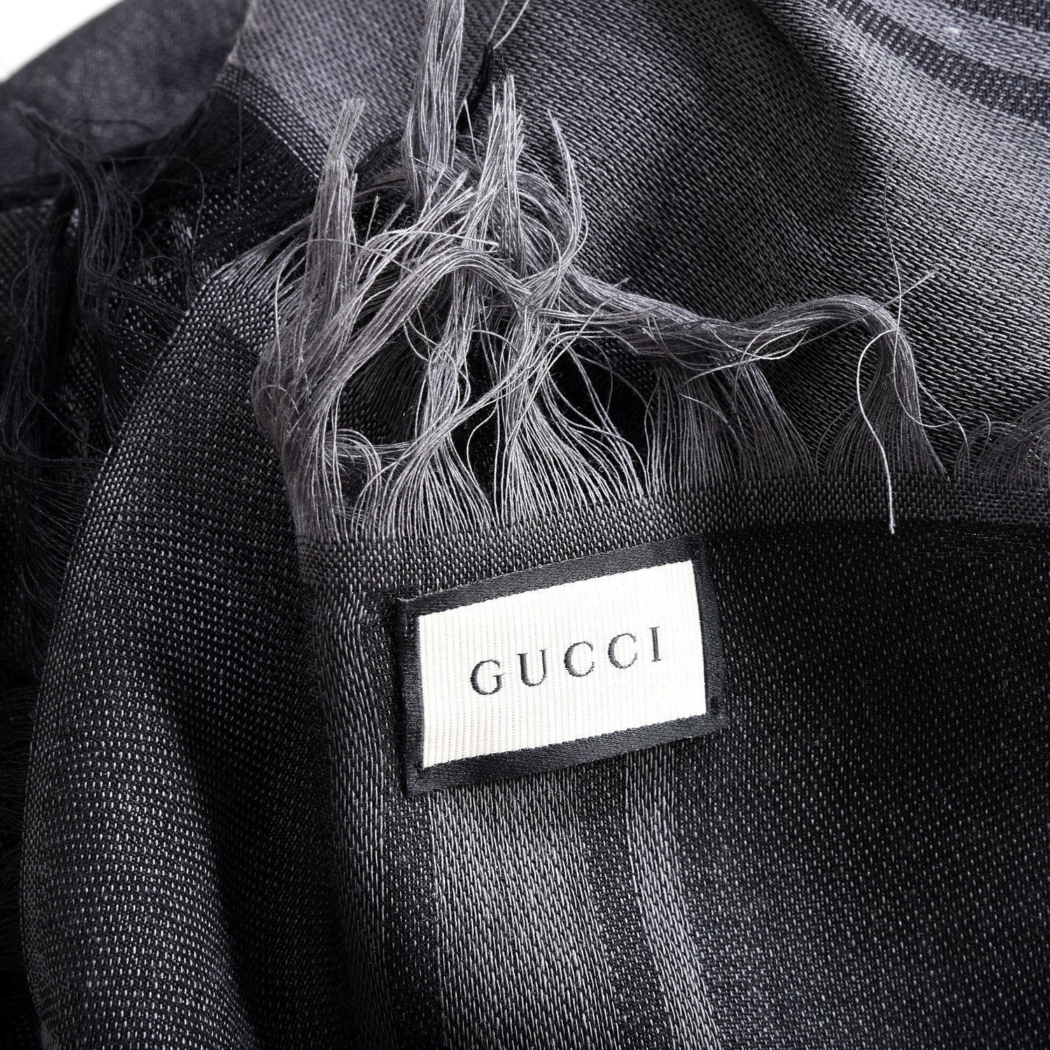 Gucci Wool Silk GG Monogram Diamante Plaid Surviee Shawl Graphite Black 3 of 4