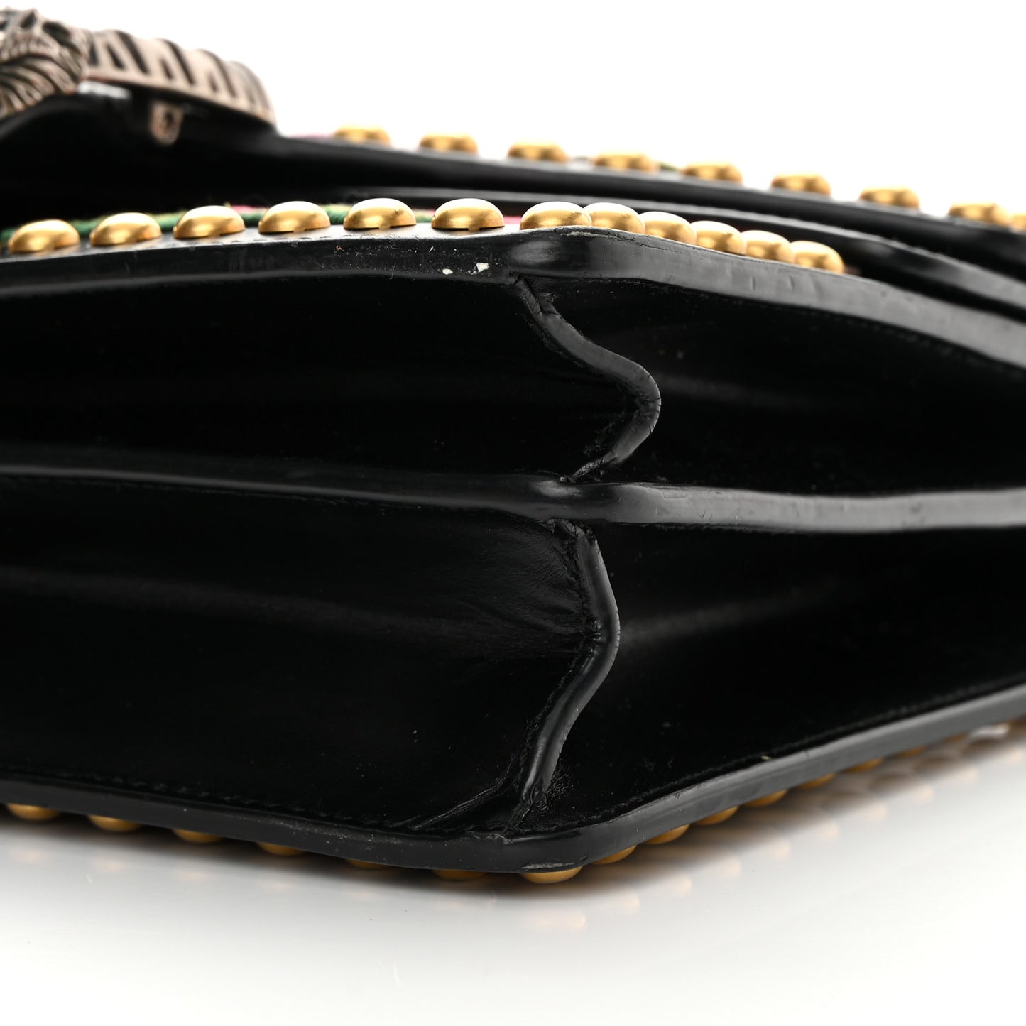 Calfskin Floral Embroidered Studded Small Dionysus Shoulder Bag Black