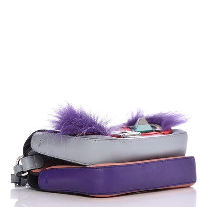 Fendi Vitello Dolce Elaphe Ayers Fox Hypnoteyes Studded Micro Double Baguette Polvere Viola Multicolor 5 of 11