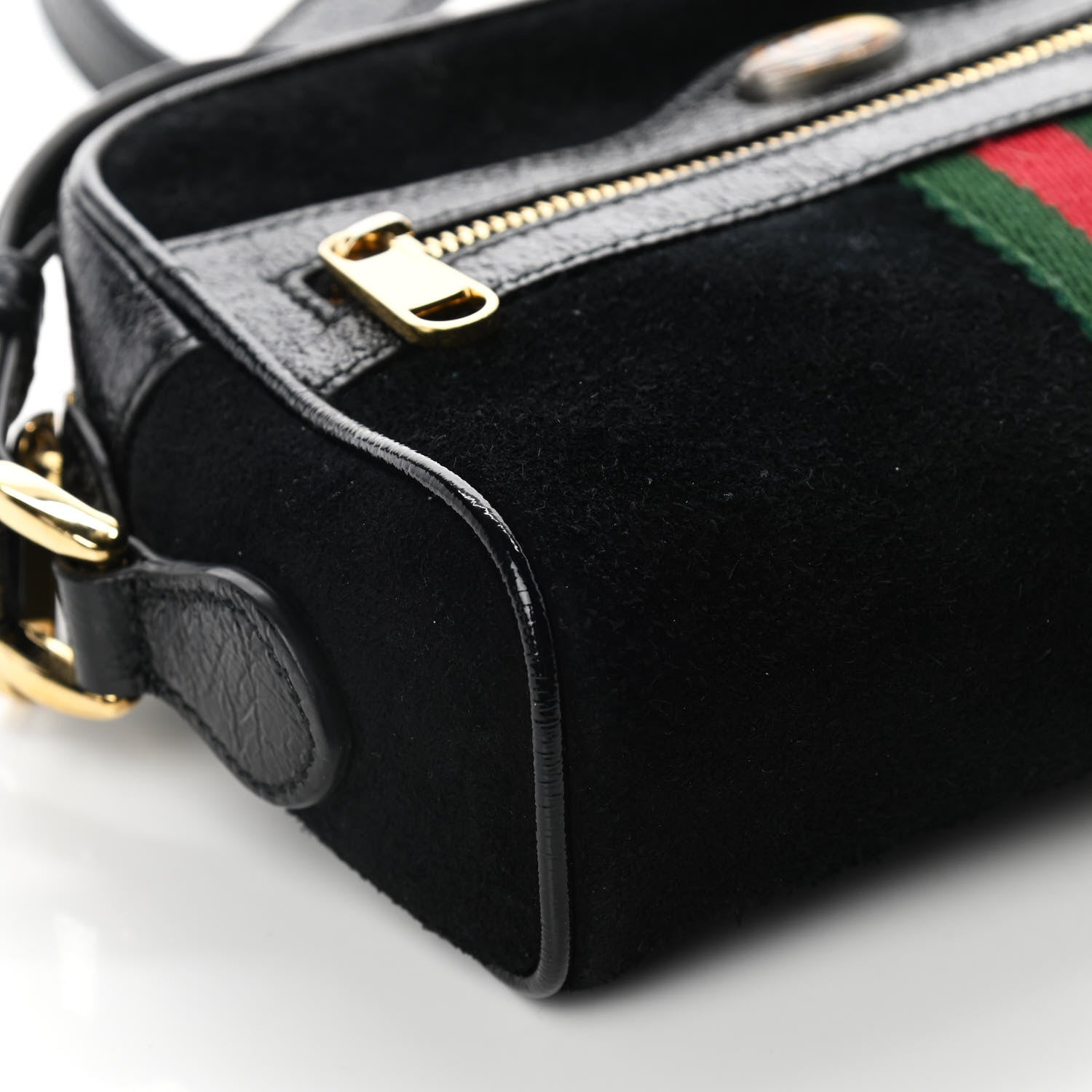 Gucci Suede Patent Web Mini Ophidia Shoulder Bag Black 8 of 11