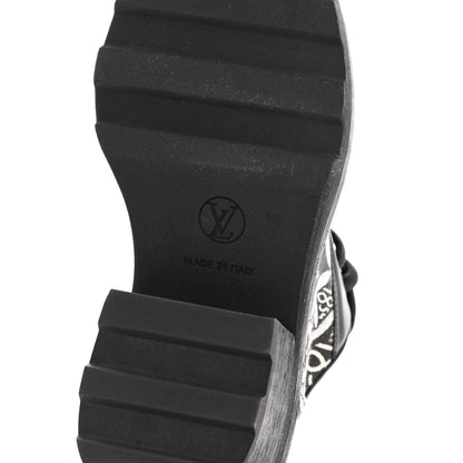 Louis Vuitton Jacquard Calfskin Since 1854 Beaubourg Platform Derby 37 Gray 9 of 11