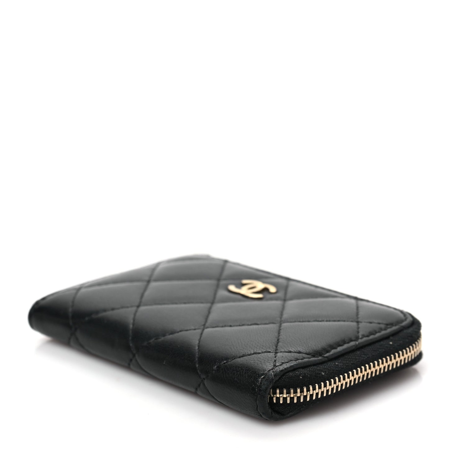 Lambskin Quilted Key Holder Case Black