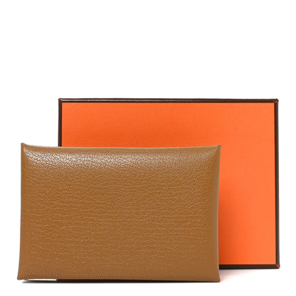 Hermes Chevre Mysore Calvi Card Case Caramel 8 of 8