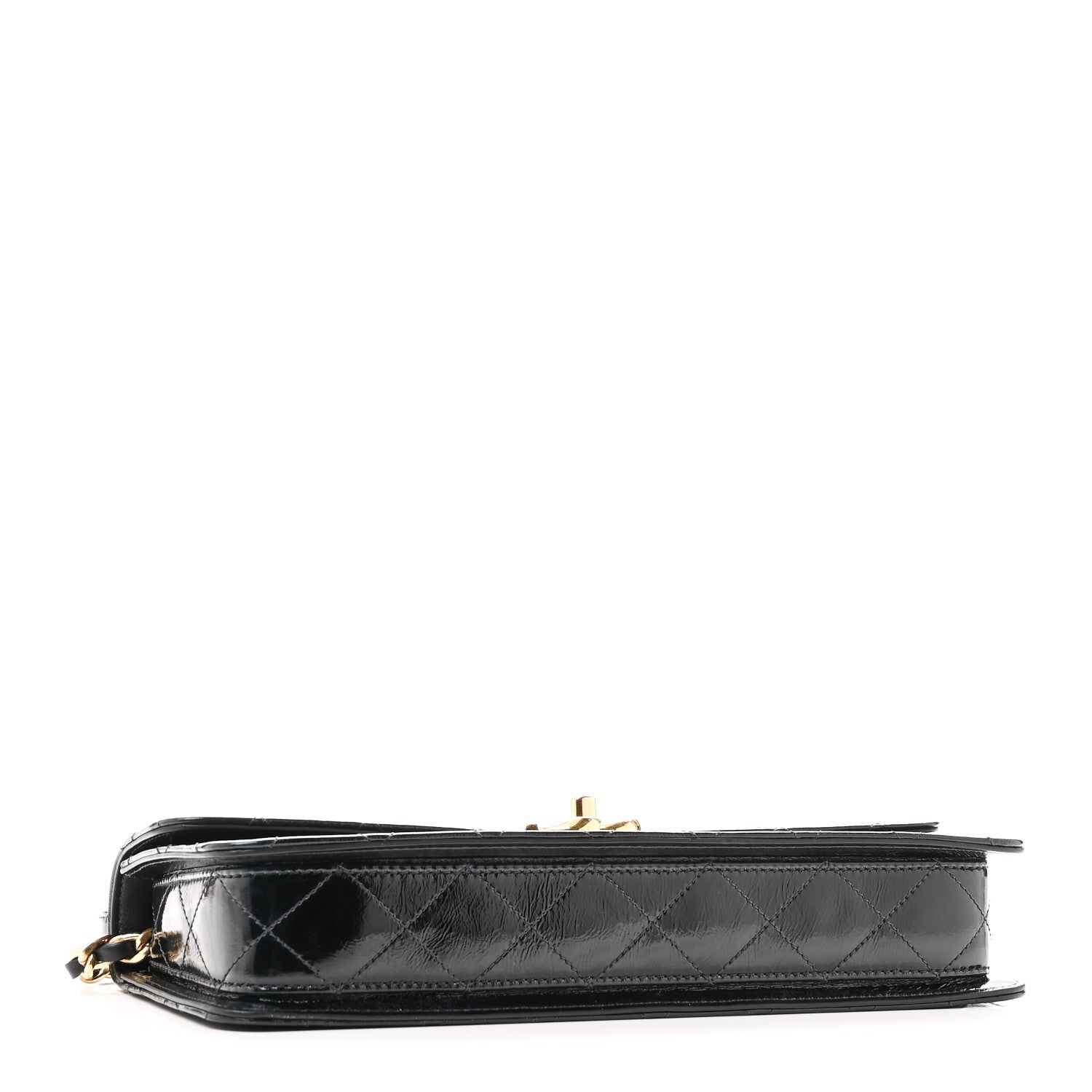 Chanel Patent Lambskin Quilted East West Flap Shoulder Bag Black 4 of 10