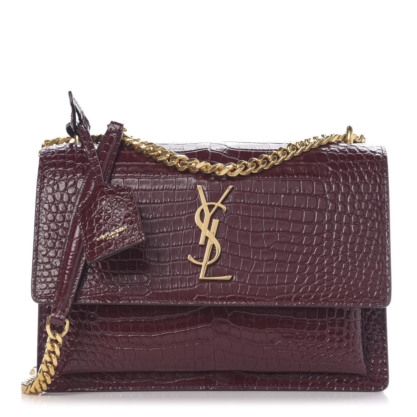 Calfskin Crocodile Embossed Medium Monogram Sunset Rouge Legion