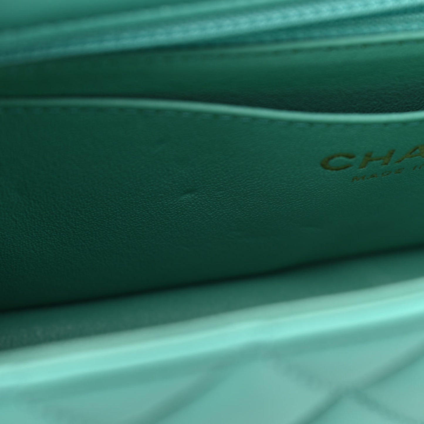 Lambskin Quilted Mini Rectangular Flap Green