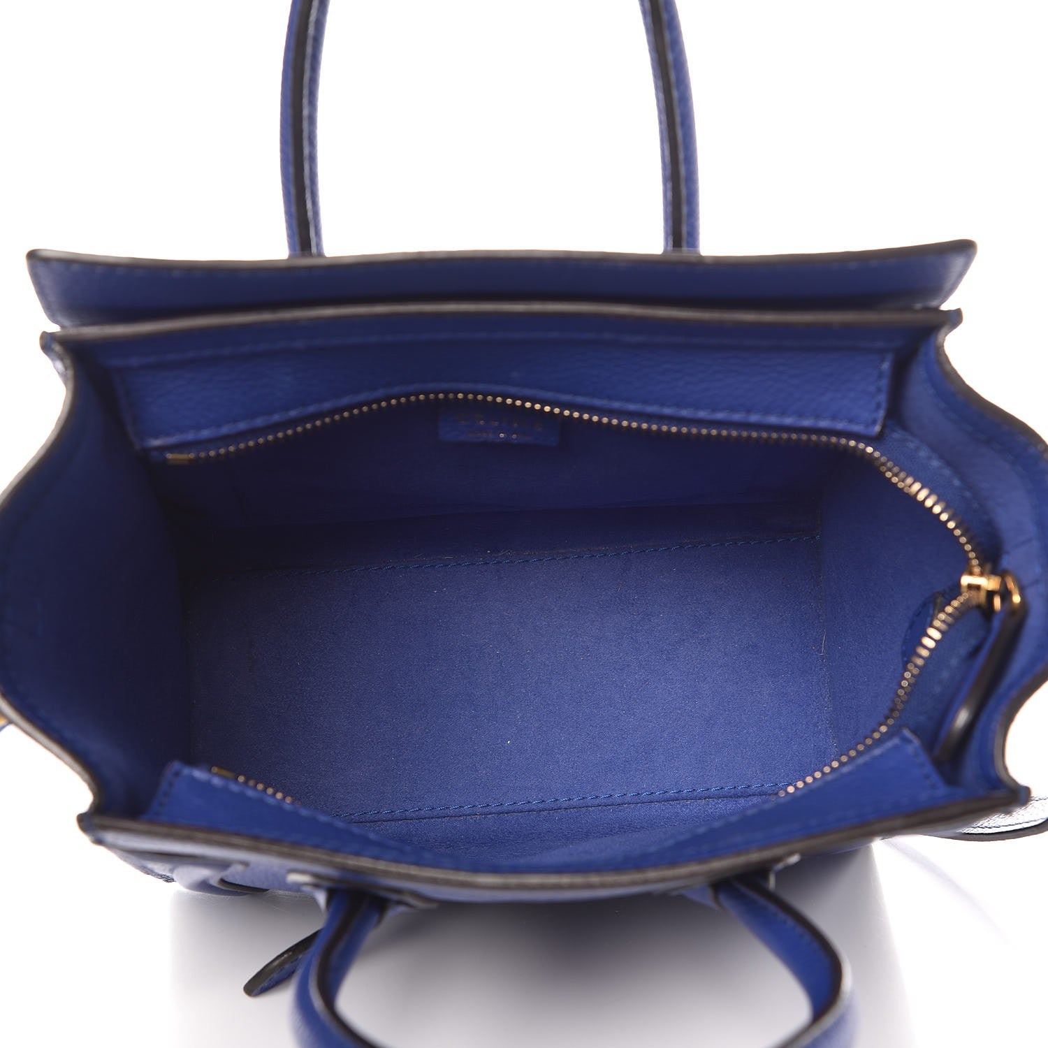 Celine Drummed Calfskin Nano Luggage Indigo 5 of 11