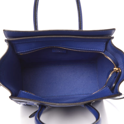 Celine Drummed Calfskin Nano Luggage Indigo 5 of 11
