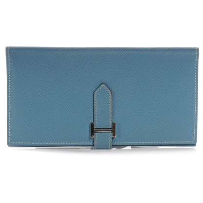 Hermes Epsom Leather Bearn Wallet Blue Jean 1 of 8