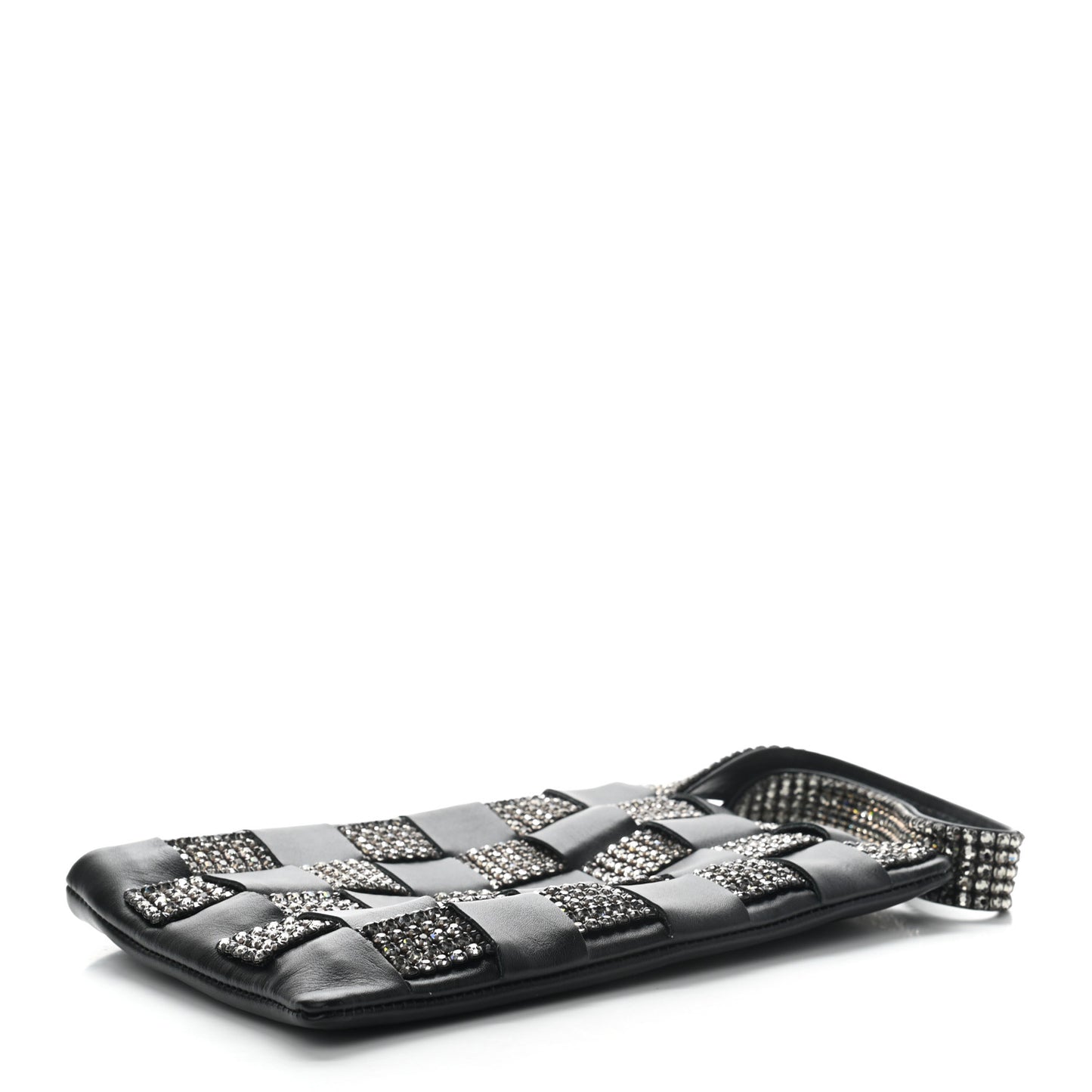 Lambskin Crystal Wristlet Black