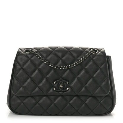 Chanel Calfskin Quilted Medium Frame in Chain Flap Black 1 of 10