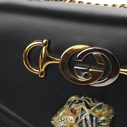 Gucci Vitello Palmellato Lux Crystal Medium Rajah Shoulder Bag Black 10 of 15