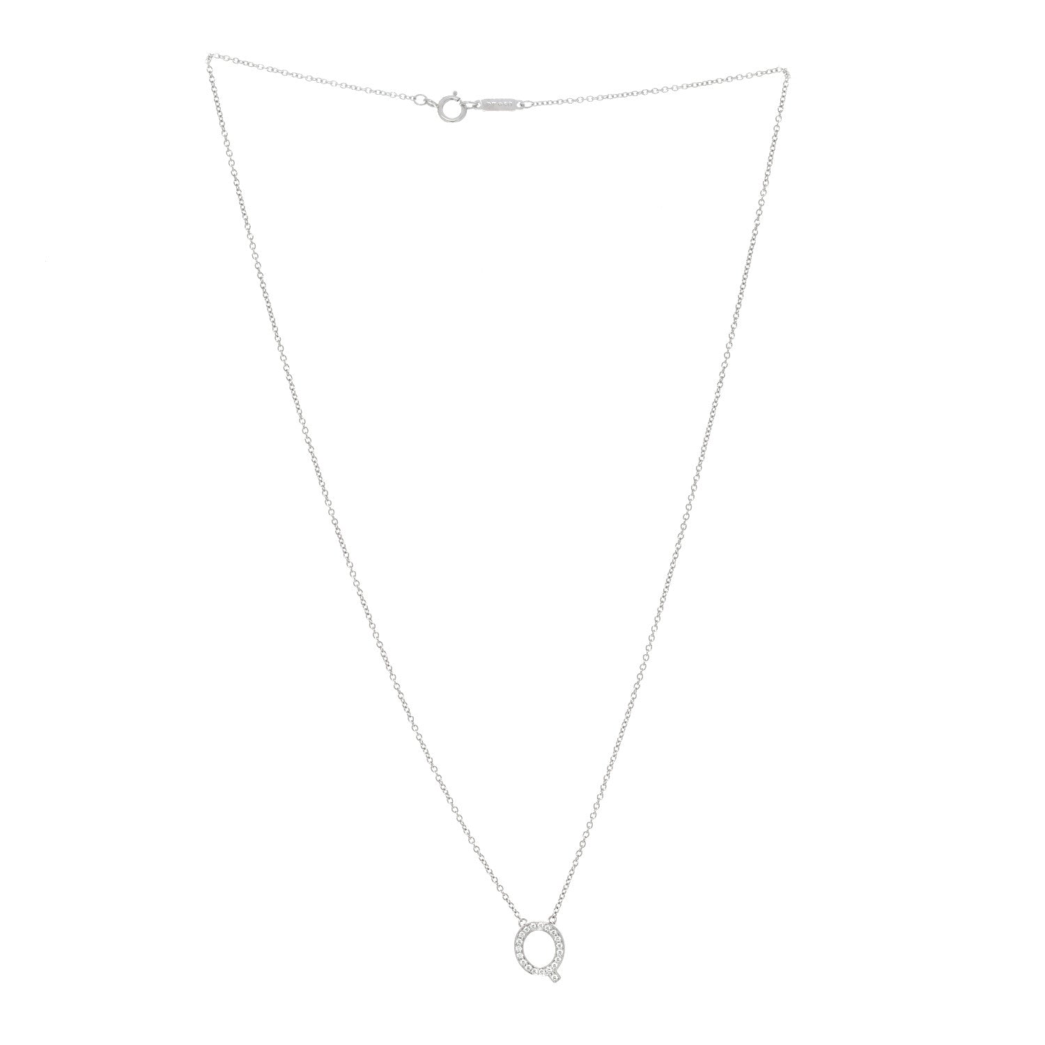 Tiffany Platinum Diamond Letters Q Pendant Necklace 3 of 6