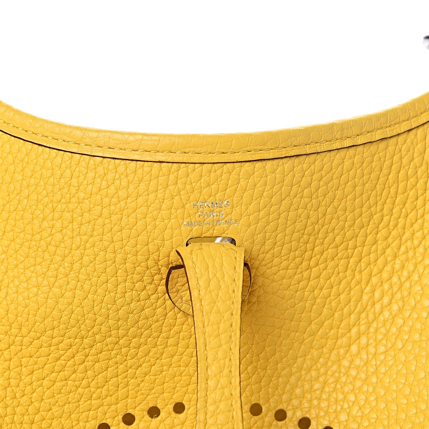 Hermes Taurillon Clemence Amazone Evelyne TPM Jaune De Naples White 6 of 11