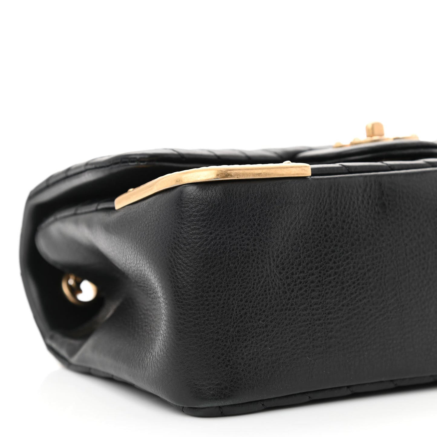 Calfskin Chevron Quilted Mini Rock The Corner Flap Black