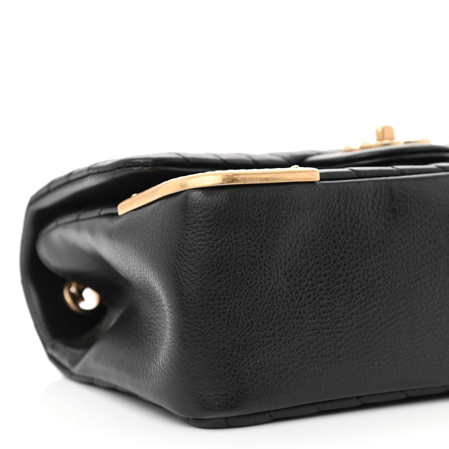 Chanel Calfskin Chevron Quilted Mini Rock The Corner Flap Black 9 of 10