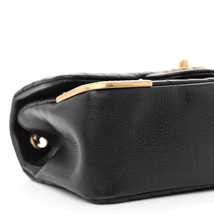 Chanel Calfskin Chevron Quilted Mini Rock The Corner Flap Black 9 of 10