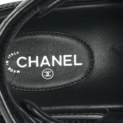 Chanel Lambskin Quilted Velcro Dad Sandals 37.5 So Black 8 of 10