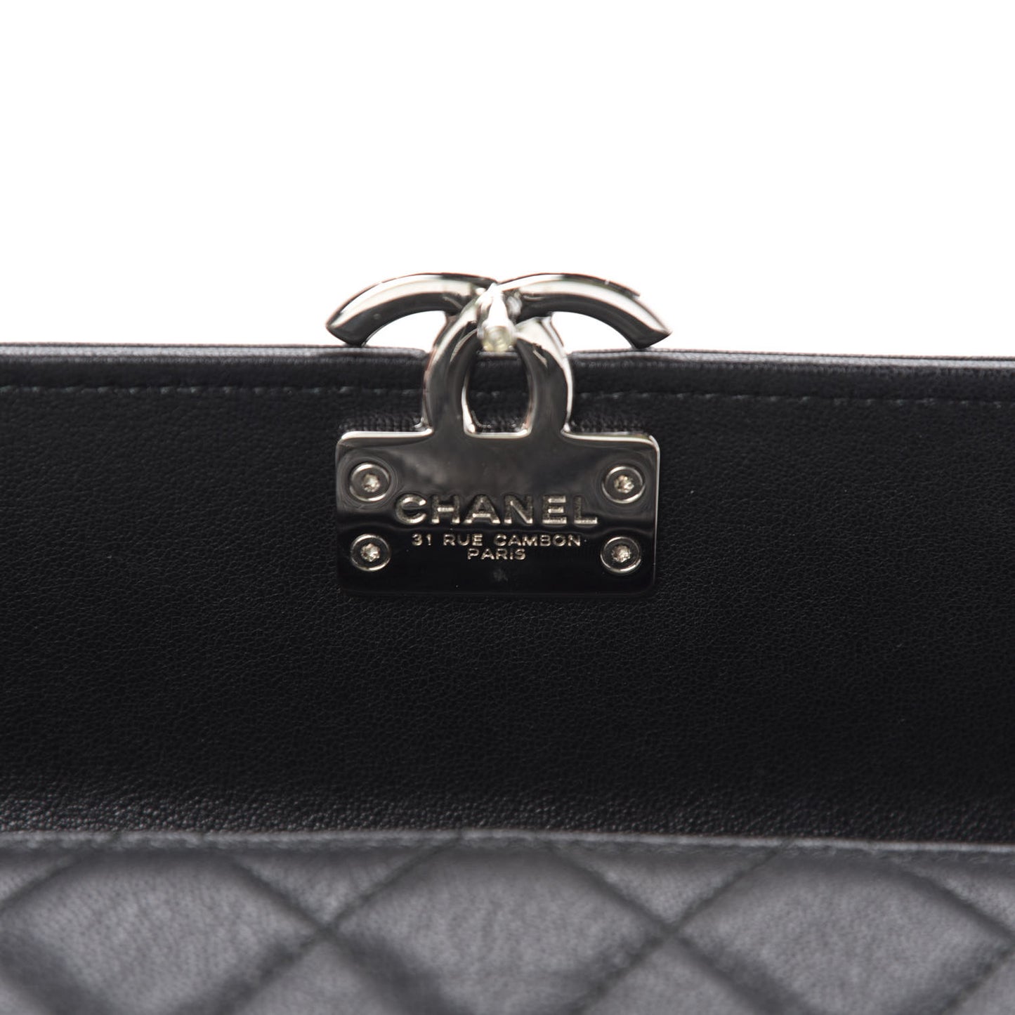 Goatskin Quilted CC Box Flap Wallet Black