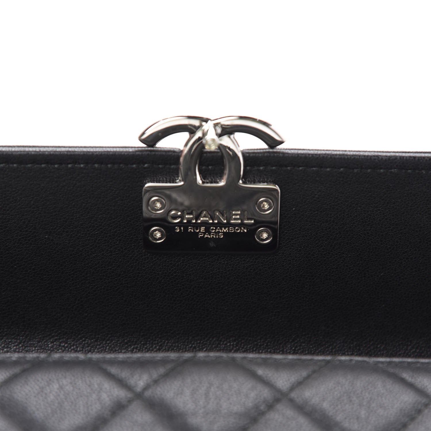 Chanel Goatskin Quilted CC Box Flap Wallet Black 6 of 9