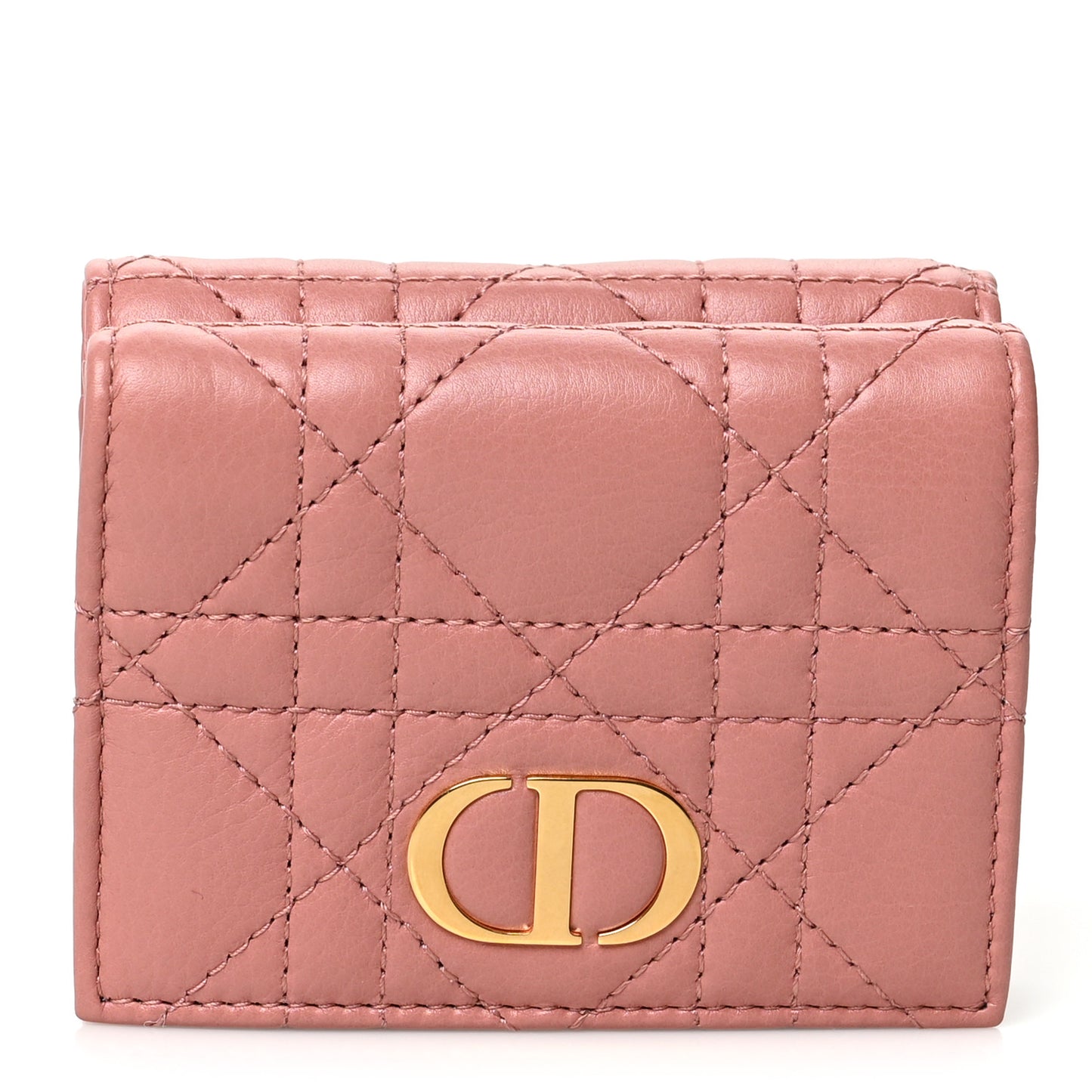 Supple Calfskin Cannage Medium Caro Card Wallet Pink