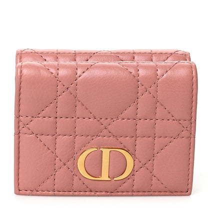 Christian Dior Supple Calfskin Cannage Medium Caro Card Wallet Pink 1 of 7