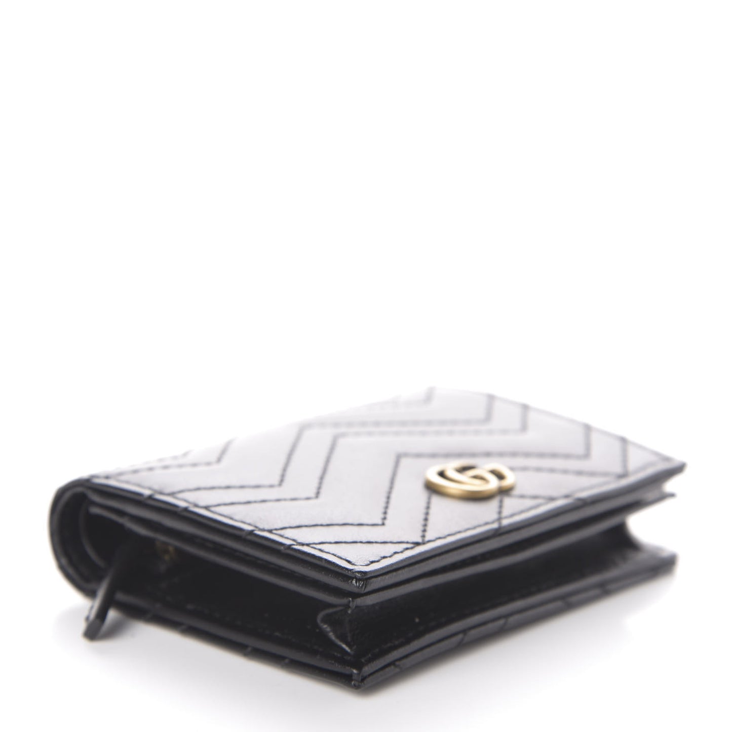 Calfskin Matelasse GG Marmont Card Case Wallet Black