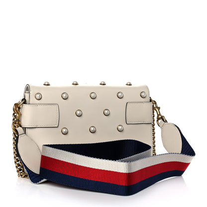 Gucci Nappa Pearl Studded Mini Queen Margaret Broadway Shoulder Bag Mystic White 3 of 10