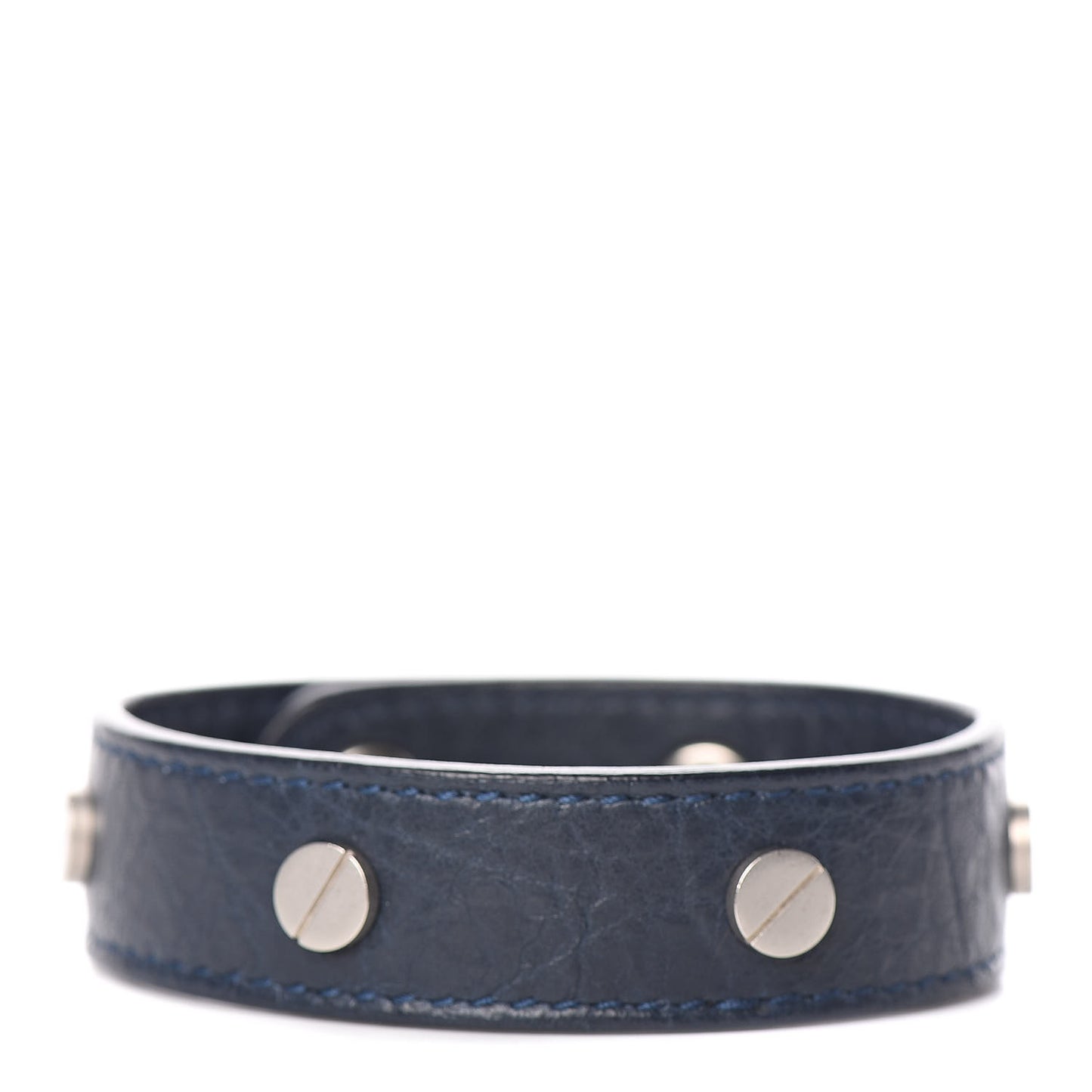Agneau Silver Hardware Stud Bracelet Dark Bleu