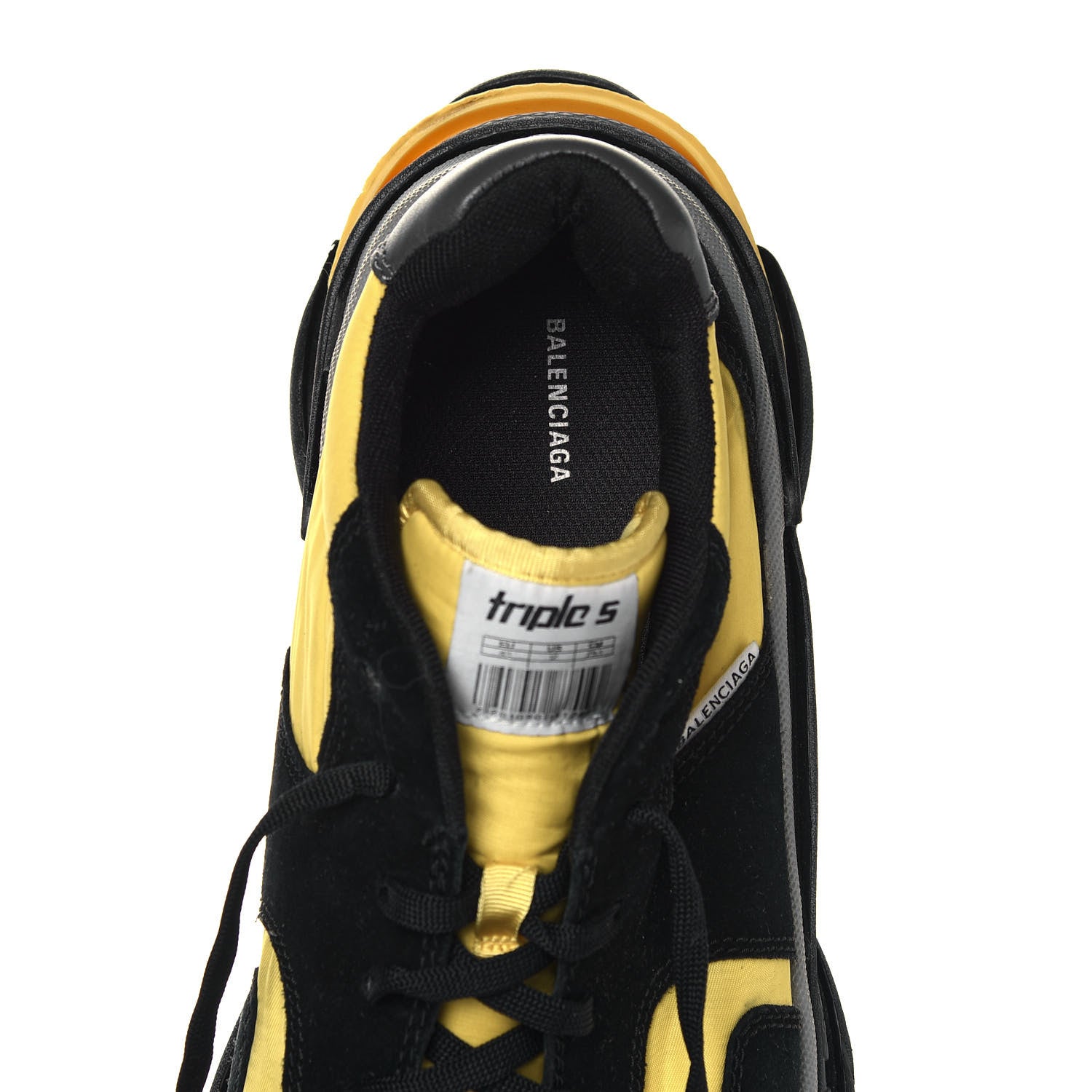 Balenciaga Nylon Suede Mens Triple S 2.0 Sneakers 45 Black Jaune Gris 6 of 13