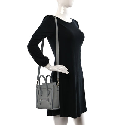 Celine Drummed Calfskin Nano Luggage Pearl Blue 2 of 10