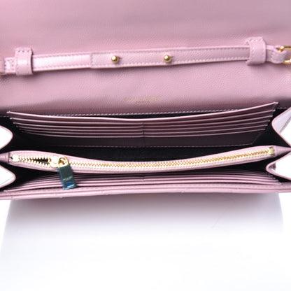 Saint Laurent Grain De Poudre Matelasse Chevron Monogram Chain Wallet Pink 5 of 8
