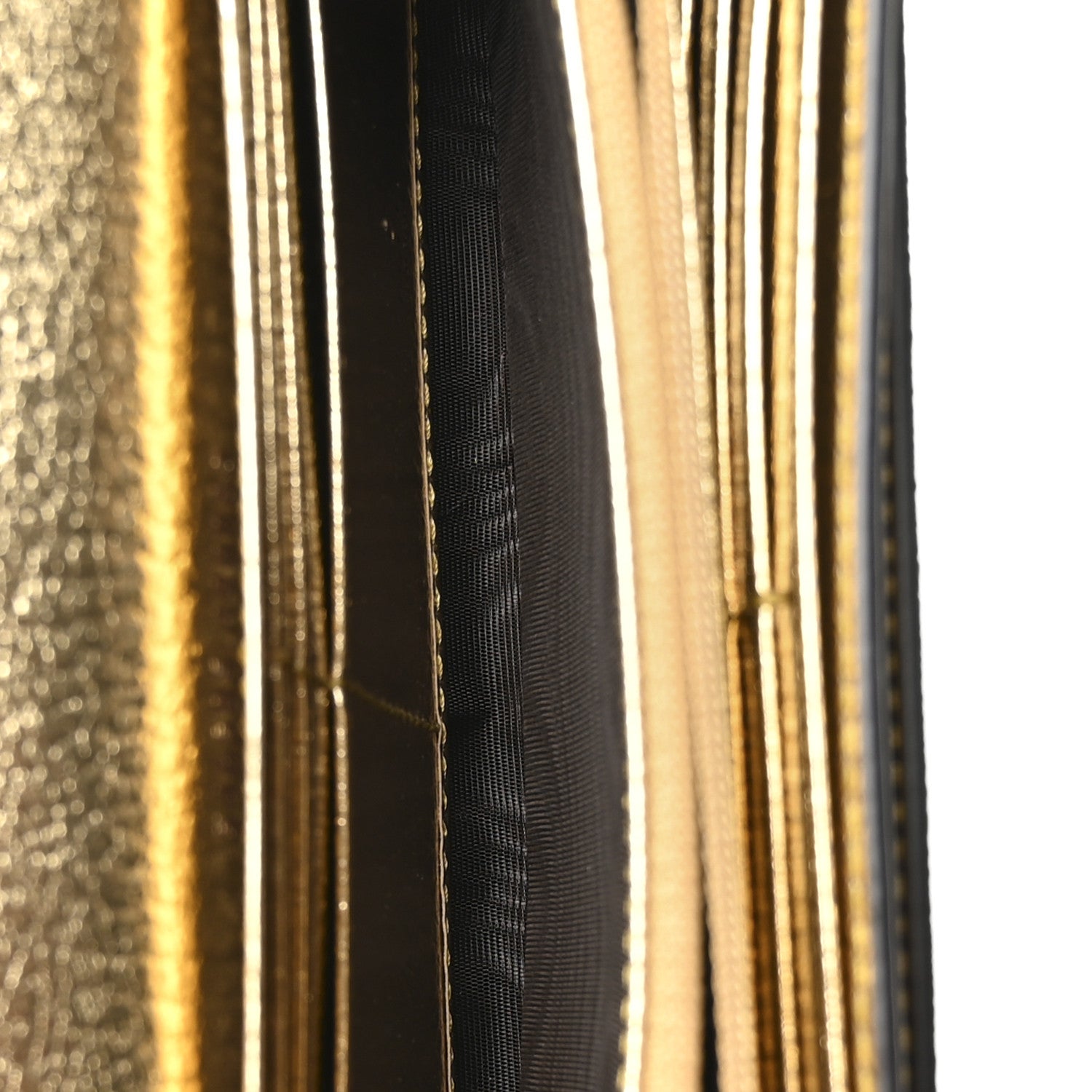 Gucci Metallic Calfskin GG Supreme Monogram Petite GG Marmont Wallet Chain Bag Gold Beige Ebony 5 of 10