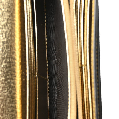 Gucci Metallic Calfskin GG Supreme Monogram Petite GG Marmont Wallet Chain Bag Gold Beige Ebony 5 of 10