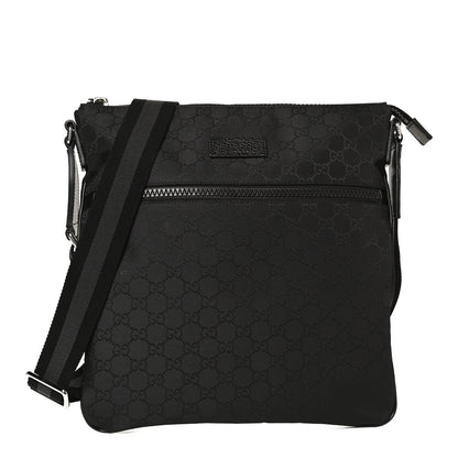 Gucci Nylon Monogram Medium Flat Messenger Bag Black 1 of 11