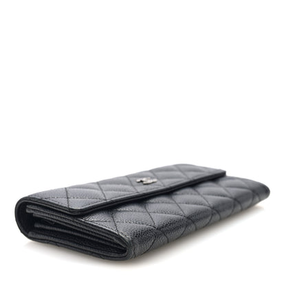 Chanel Caviar Quilted Large Gusset Flap Wallet Black 4 of 7