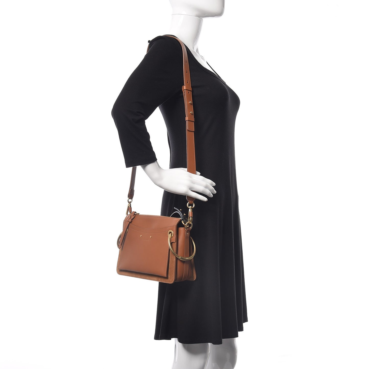 Calfskin Suede Small Roy Bag Caramel