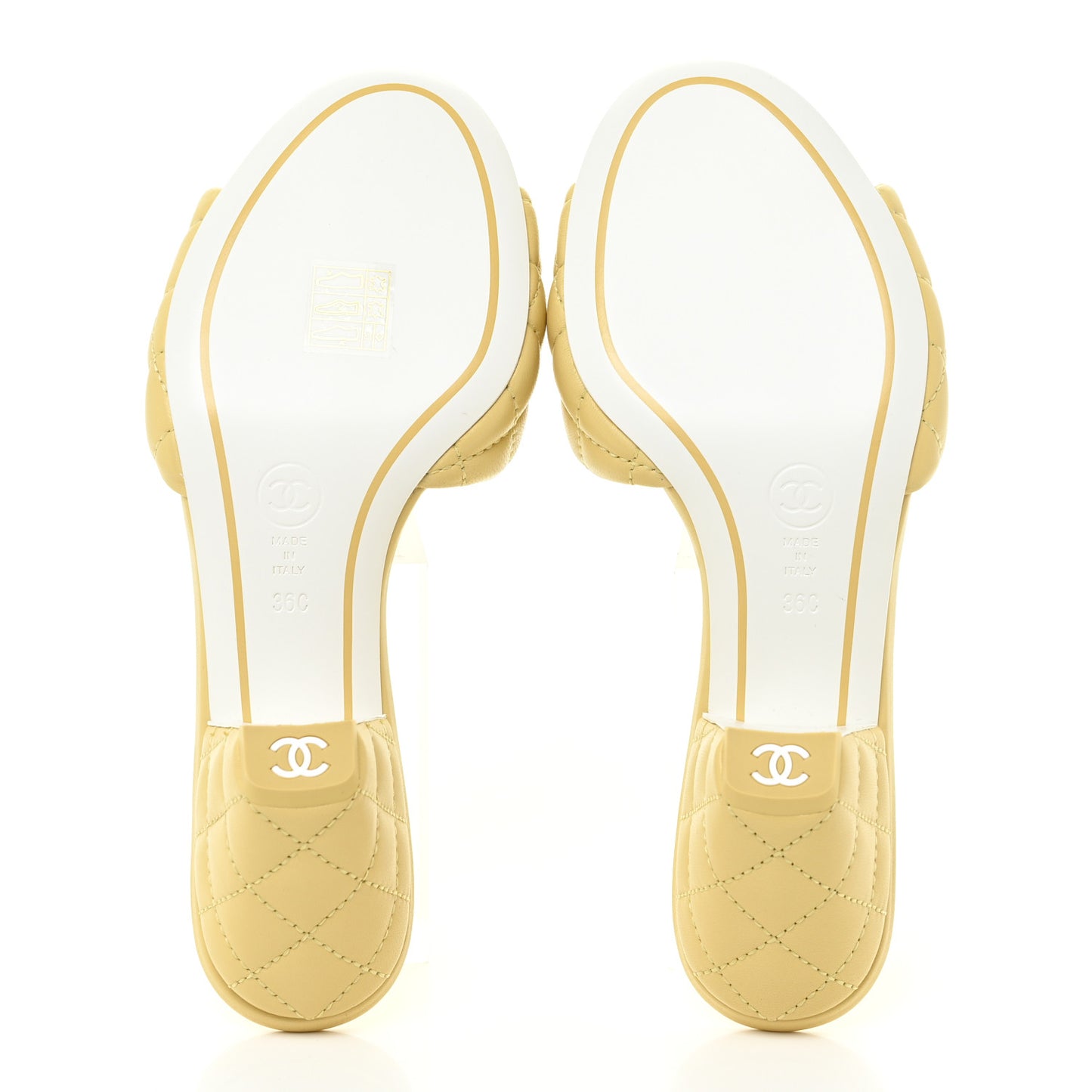 Lambskin Quilted Textured CC Mules 36 Yellow