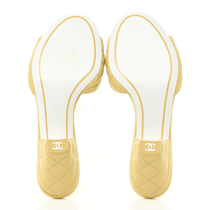Chanel Lambskin Quilted Textured CC Mules 36 Yellow 6 of 13