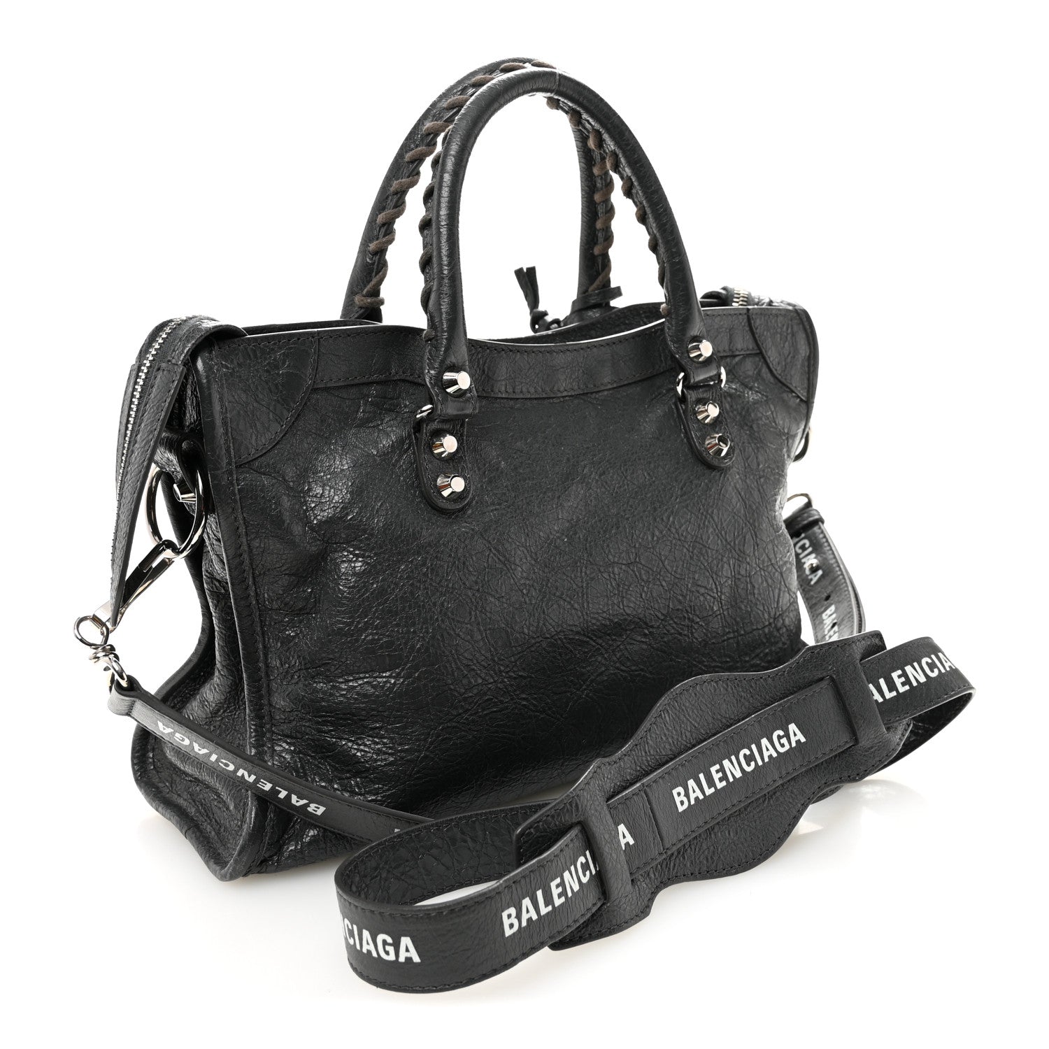 Balenciaga Agneau Classic Silver Hardware S City Logo Strap Gris Fossile White 4 of 11