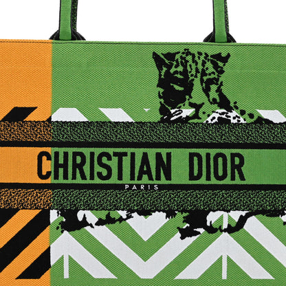 Christian Dior Canvas Embroidered Medium Jungle Pop Book Tote Green Multicolor 7 of 9