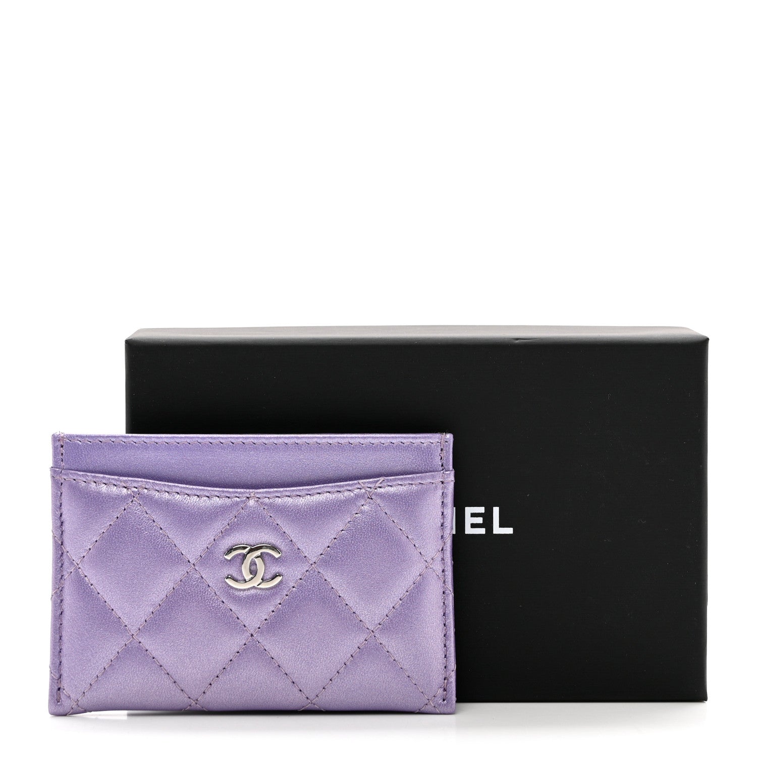 Chanel Metallic Lambskin Quilted Card Holder Light Purple 8 of 8