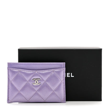 Chanel Metallic Lambskin Quilted Card Holder Light Purple 8 of 8