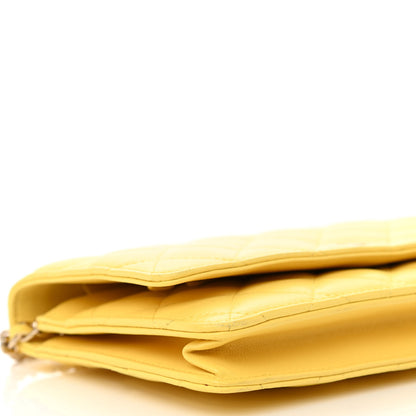 Chanel Lambskin Quilted Wallet on Chain WOC Yellow 10 of 13