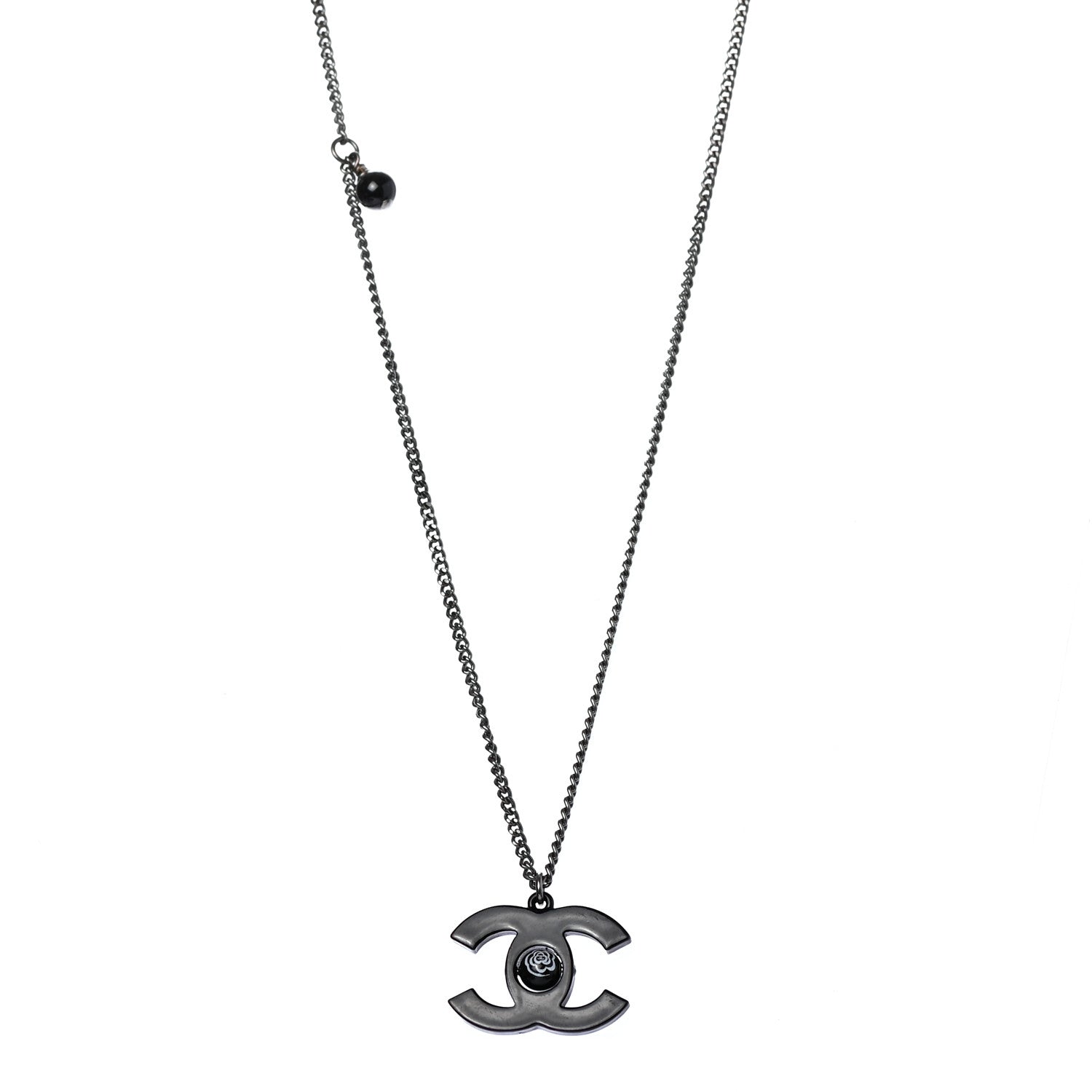 Chanel Enamel CC Camellia Necklace Black 1 of 6