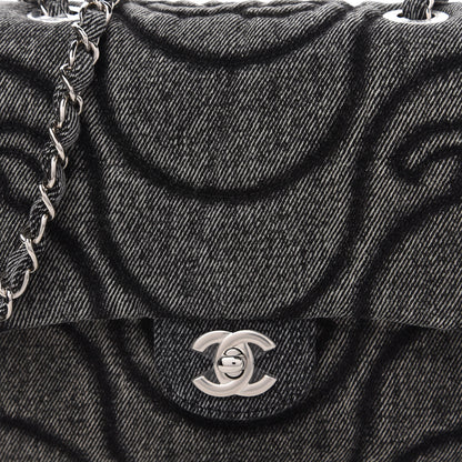 Chanel Denim Stitched Mini Square Flap Black 10 of 11
