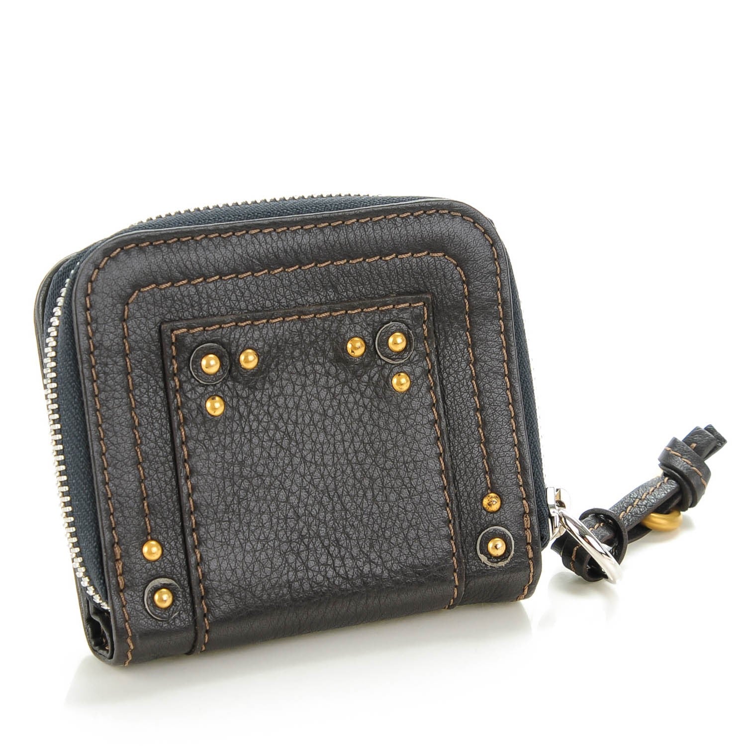 Chloe Calfskin Paddington Zip Around Coin Purse Wallet Brown 3 of 8